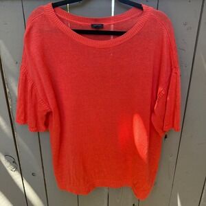 Talbots XLP Orange Linen Short Sleeve Knit Shirt Lightweight pullover